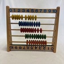 Vintage child  s wooden abacus w/ bright wooden beads math schoolhouse