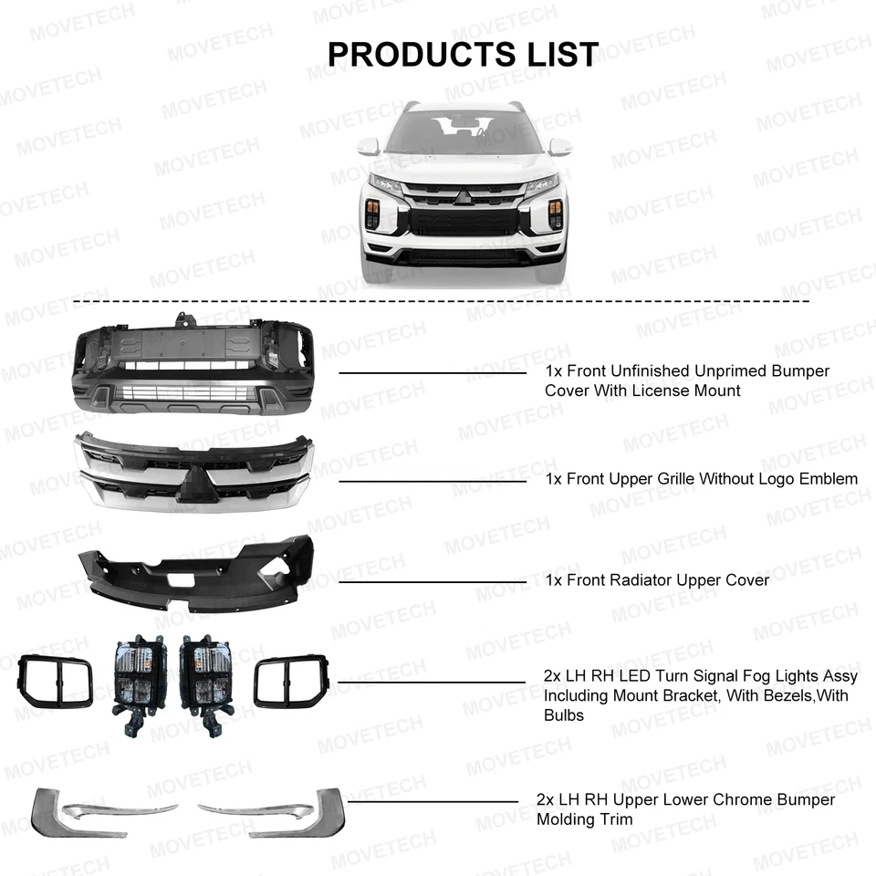 Juego de parachoques delantero para modelo deportivo Mitsubishi Outlander 2021-2023 y RVR 2020 2021 Foto 2 de 4
