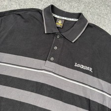 Vintage Lowrider Polo Shirt Mens Large Black Striped Charlie Brown Cholo Y2k