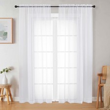 White Sheer Curtains for Bedroom 84 Inches Long 2 Panels Set, Light Filtering US