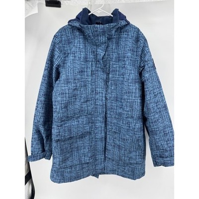 Lands End Squall Jacket Blue Plaid Hooded Waterproof Winter Coat Women L T