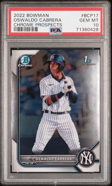 2020 BOWMAN OSWALDO CABRERA CHROME PROSPECTS PSA 10