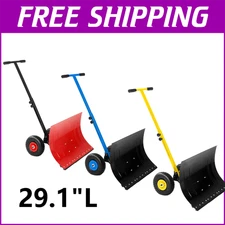 Snow Shovel with Wheels Heavy Duty Rolling Adjustable Snow Pusher Snow Removal