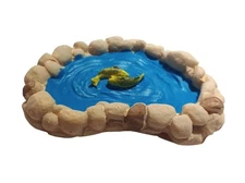 Miniature Dollhouse Fairy Garden Cobblestone Pond w/ 2 Fishes - Buy 3 Save $5