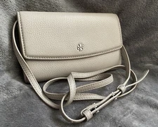 Tory Burch Robinson Mini Flap Wallet Crossbody Bag Concrete Gray W/Tag VGC