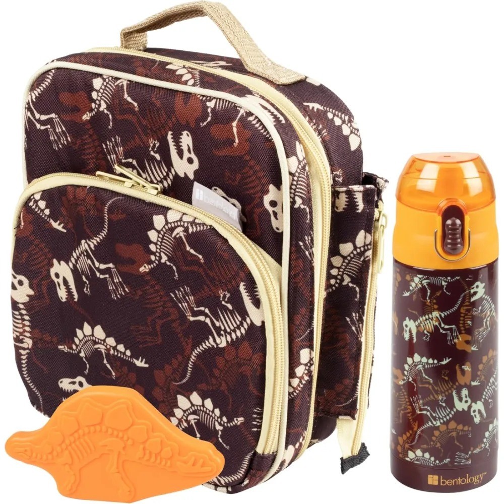 Bentology Kids Lunch Bag Set w Matching Reusable Water Bottle & Hard Ice Pack-