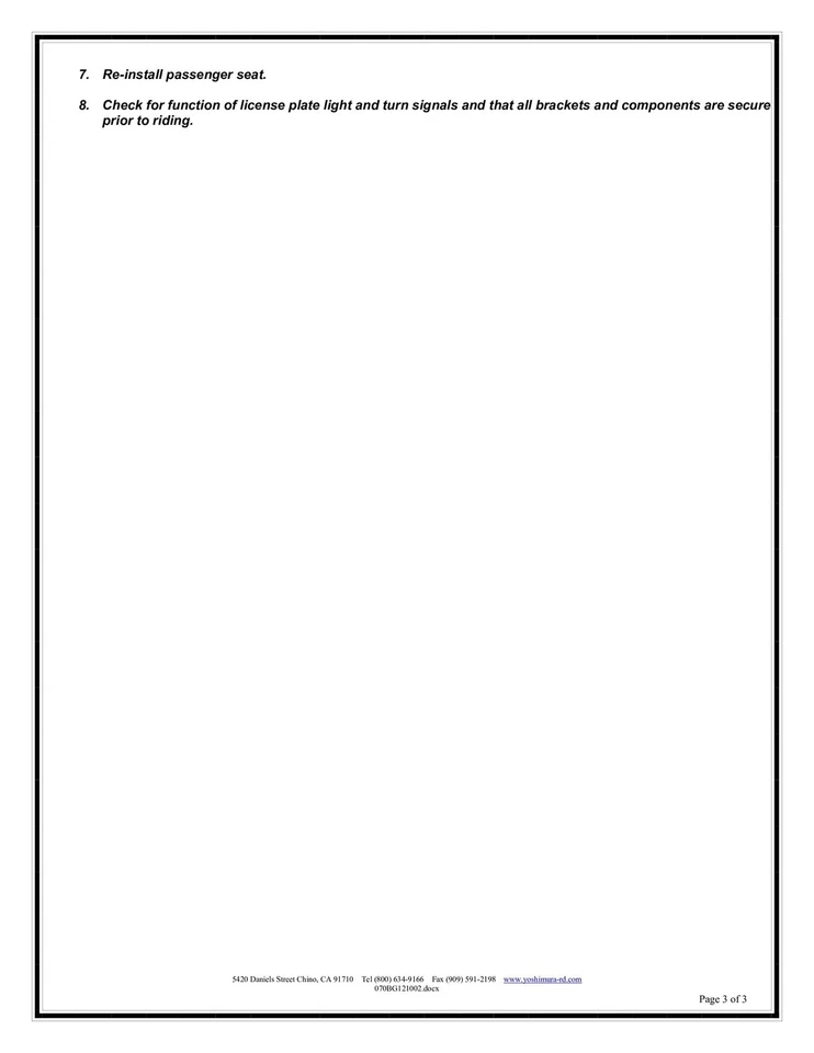 Kit eliminador guardabarros Yoshimura 070BG121002 para Honda CB1000R 11-15 Foto 4 de 4