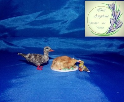 Mom duck § duckling MADE TO ORDER OOAK 1:12 Miniature Dollhouse handmade realist