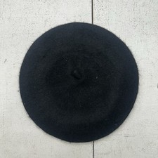 Solid Black Fleece Basic French Style Plain Beret Hat Unisex Adults One Size