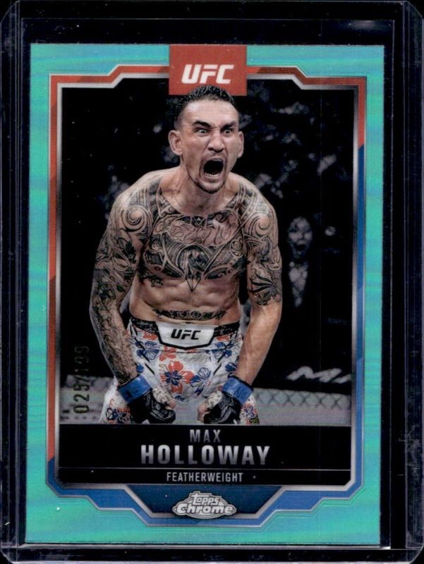2024 Topps Chrome UFC Max Holloway #100 Aqua Refractor /199