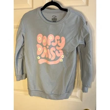 Art Class Oopsy Daisy Sweatshirt Girl's Size L (10/12) Blue Pink Flowers
