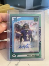 2024 Panini Clearly Donruss Rated Rookie Autograph Nate Wiggins #89 Green /25 RC