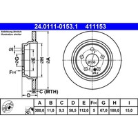 Bremsscheibe Ate 24.0111-0153.1 (2 Stk.) FüR Mercedes-Benz S