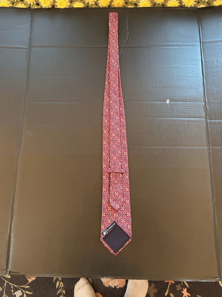 Corbata de seda para hombre HART SCHAFFNER MARX diseñador EE. UU. patrón floral rojo Foto 4 de 4