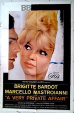 VERY PRIVATE AFFAIR B.Bardot M.Mastroianni Louis Malle Orig US 1sh poster 1962