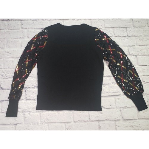 Joseph A. Damen Größe S Pailletten Spitzenärmel schwarz Pullover Tunika - Bild 5 von 8