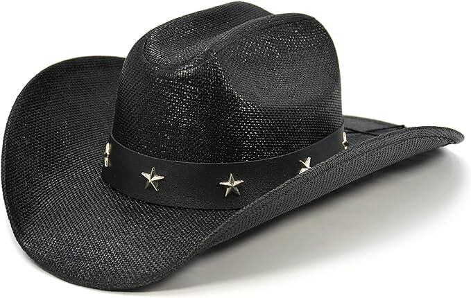 Western STARS BLACK Cowboy Hat Black Cowboy Cowgirl Texas Star Midnight edition Unisex Hat  main image 4