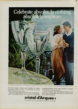 1978 Cristal d Arques French Crystal Couple Balcony Stemware Vintage Print Ad