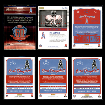 Earl Campbell Lot 6 Football Cards 2015 Topps Chrome 60th