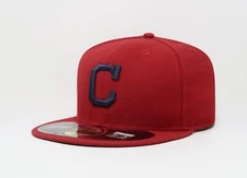 New Era 59Fifty Men Women Cap Cleveland Indians "C" Red On Field 2015 Fitted Hat