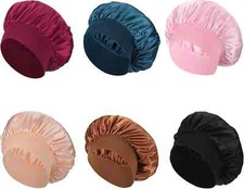 6Pcs Satin Bonnet Silk Bonnet for Sleeping Silk Sleep Cap Satin Silk Hair Bonnet