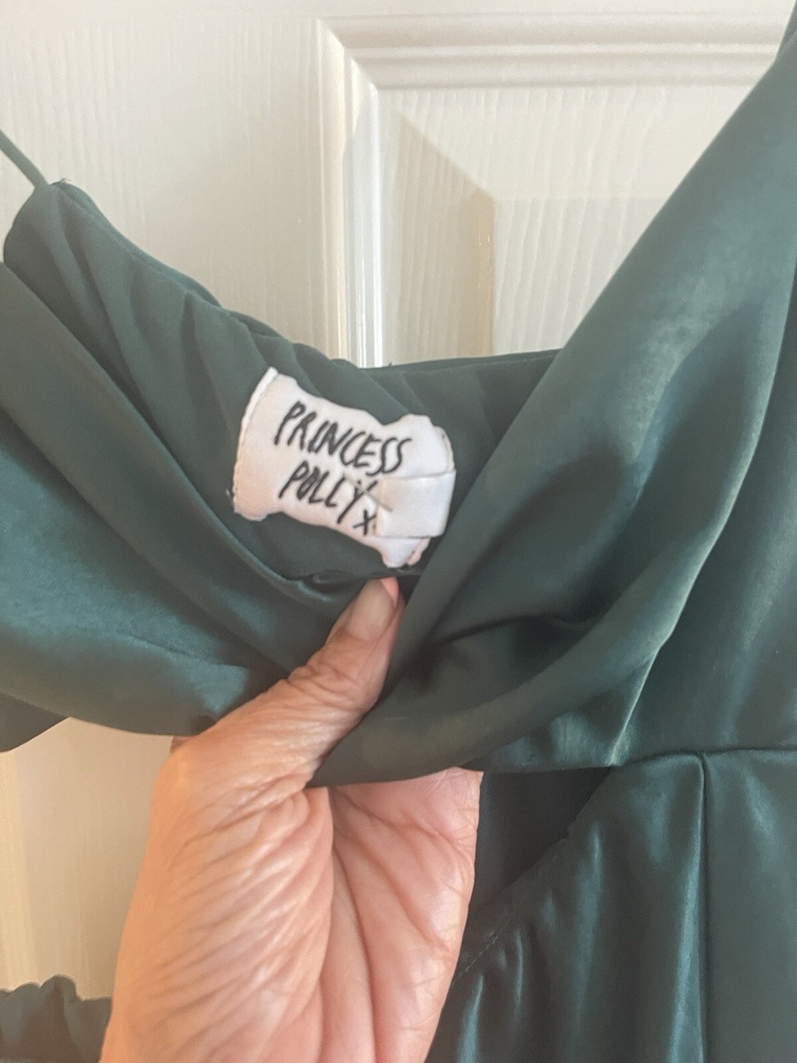 Princess Polly Size Small Long Green Dress With Side Split And Cutout Top |  eBay