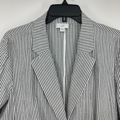 J.Jill Blazer Damen Größe M Seersucker Streifen Einknopf Baumwolljacke - Bild 7 von 13