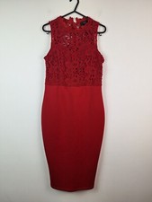 Ax Paris Ladies Size 10 Red Lace Sleeveless Bodycon Dress