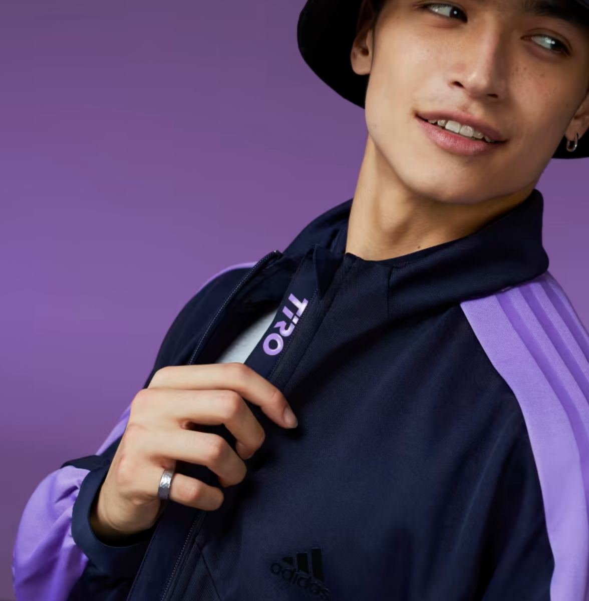 アディダス 3 本ライン チャイニーズ風ブルゾン M 紫 NEW ADIDAS MEN'S TIRO ADVANCED 3 STRIPES TRACK JACKET~ SIZE MEDIUM