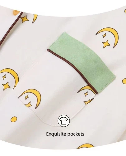 100% Cotton Women Pajama Set Soft Long Sleeve Pajamas Long Pants with Pockets - Bild 10 von 12