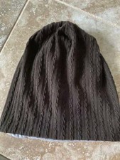 Baby Toddler Slouchy Beanie Soft Cable Knit Hat in BROWN / GRAY 6 to 18 Months