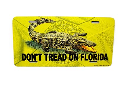 DON'T TREAD ON FLORIDA FLAG GADSDEN FLAG METAL CAR NOVELTY LICENSE PLATE TAG