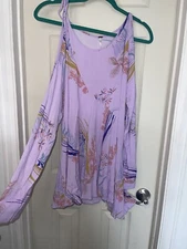 Free People Lilac Clear Skies Cold Shoulder Tunic Top Women's Size XS