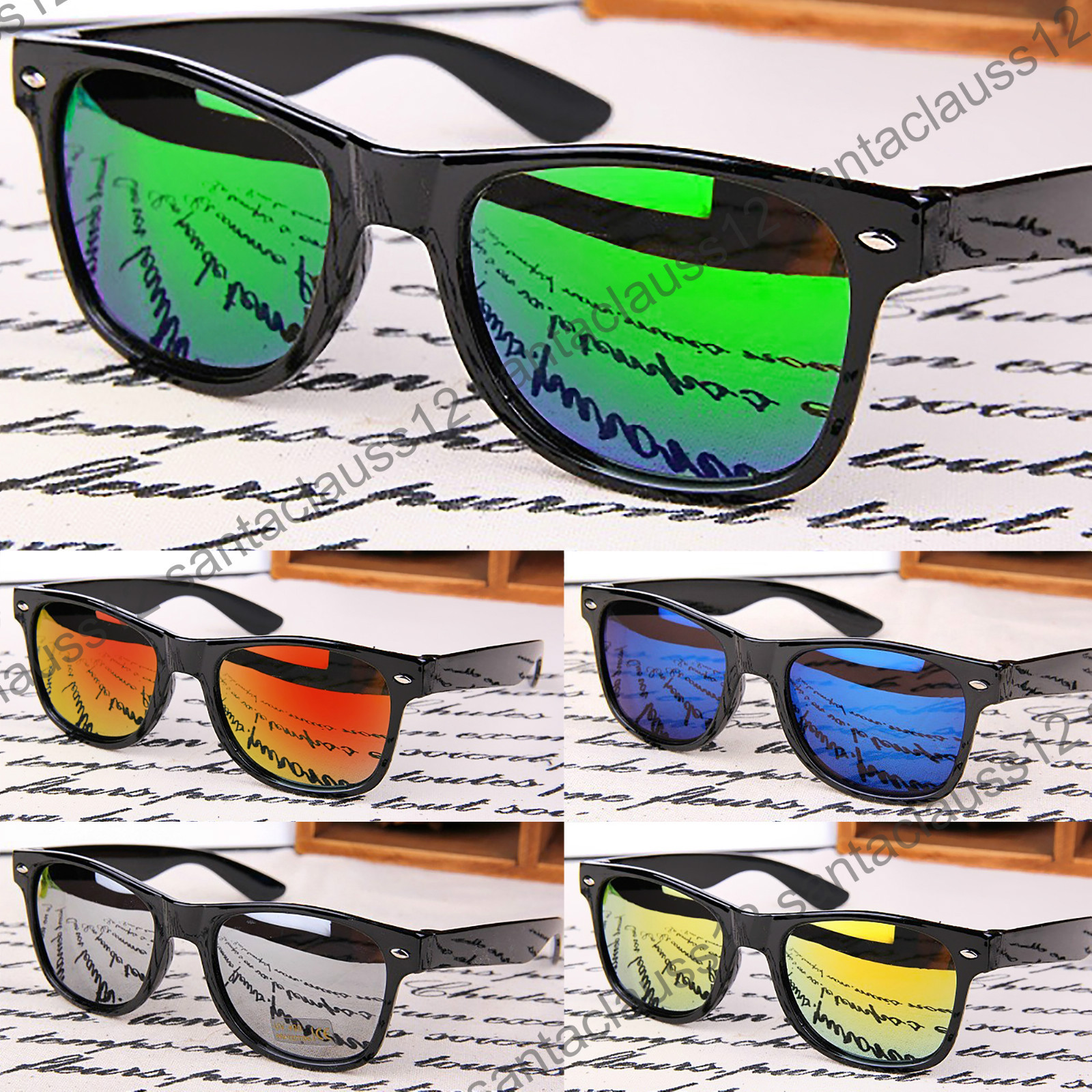 Black Glossy Rectangular Vintage Sunglasses for Men & Women UV400 Protection-image