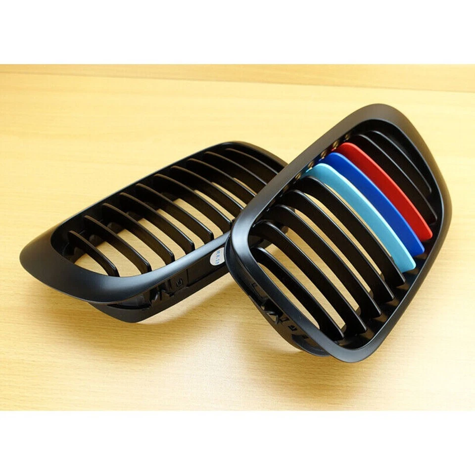 Fit For BMW E46 3-series 2DR M3 Matte Black + M-Color Front Grills 2000-2006 Foto 2 de 4
