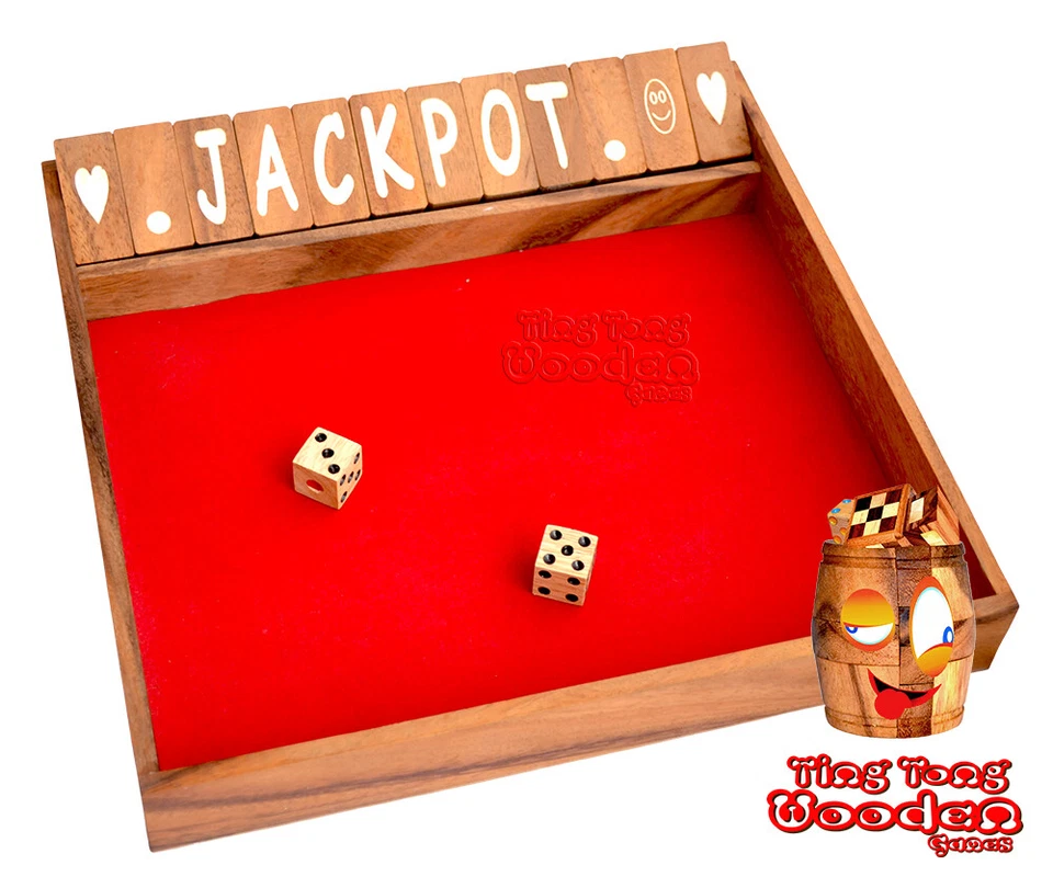 Klappenspiel Shut the Box 12 large rot Ting Tong Würfelspiel X Spieler Klapp Box - Bild 3 von 4