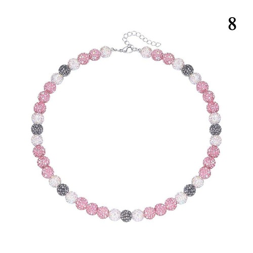 45 Cm Bunte Diamant-Kugel-Halskette Runde Perlenkette Perlen-Halsband ≌ - Bild 10 von 15