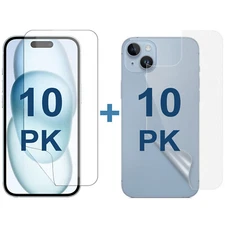 10 Set Soft PET Film Screen Protector for Apple iPhone 15 PLUS Front and Back