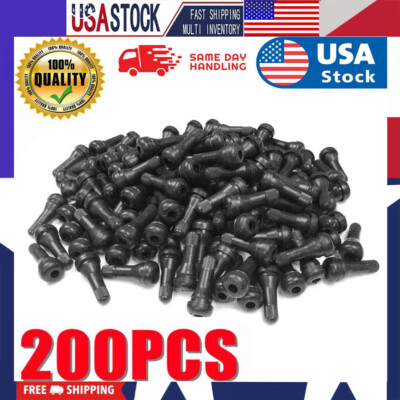 #ad LOT 200 TR 413 SNAP IN TIRE VALVE STEMS SHORT BLACK RUBBER MOST POPULAR VALVE $21.92