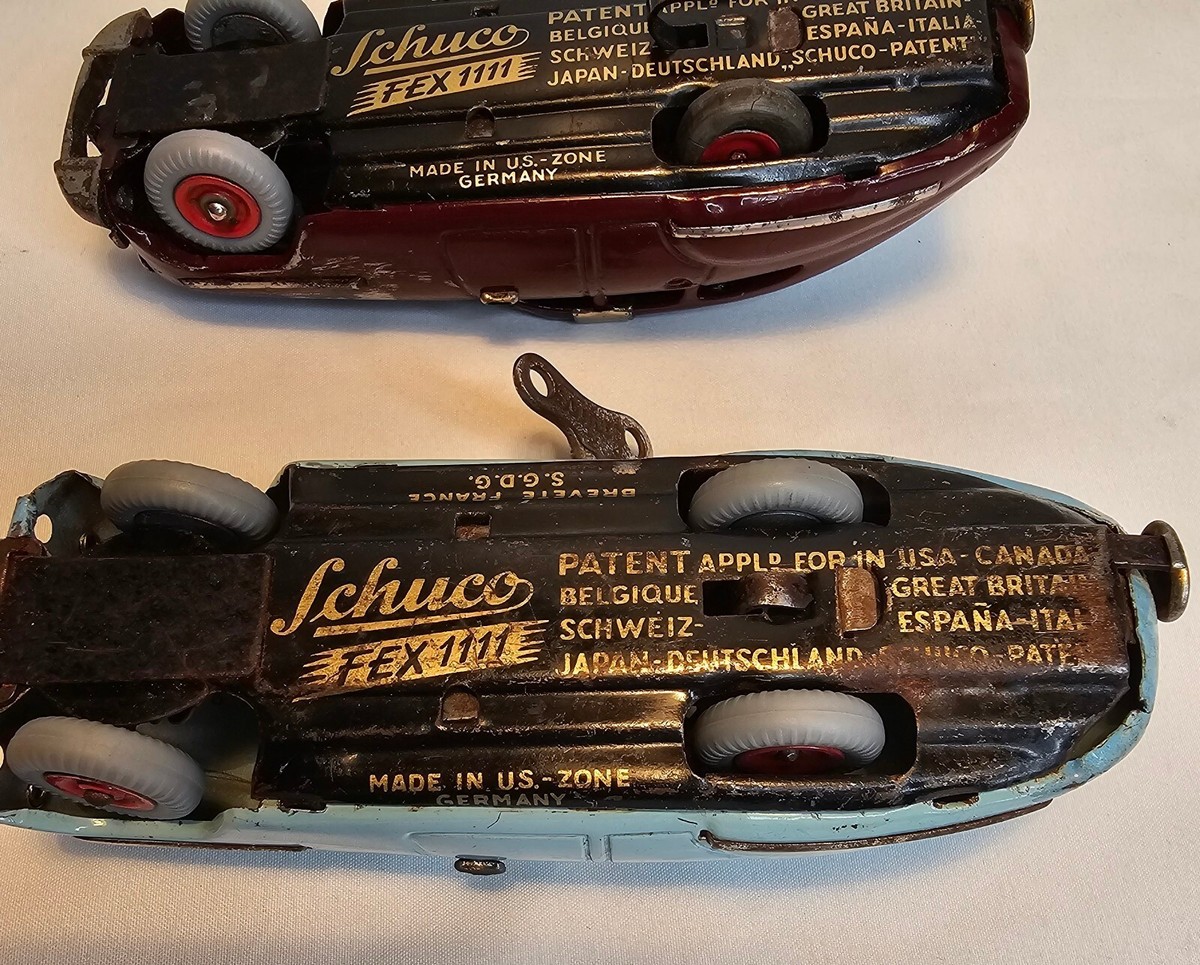 TWO 1940'S Schuco Fex 1111 Antique Wind Up Toy Car Made In TWO 1940'S Schuco Fex 1111 Antique Wind Up Toy Car Made In