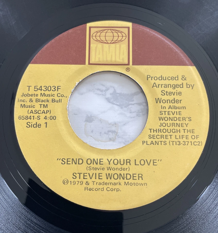 Stevie Wonder - Send One Your Love USA Tamla Motown 45 vinyl EX CONDITION Foto 2 de 3
