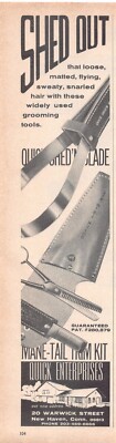 Quick Enterprises Shed'n Blade New Haven CT Hair Trim Equipment Vintage Print Ad