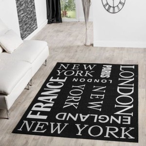 Détails Sur Tapis Moderne Poils Ras Tapis De Cuisine New York Aspect Sisal Anthracite