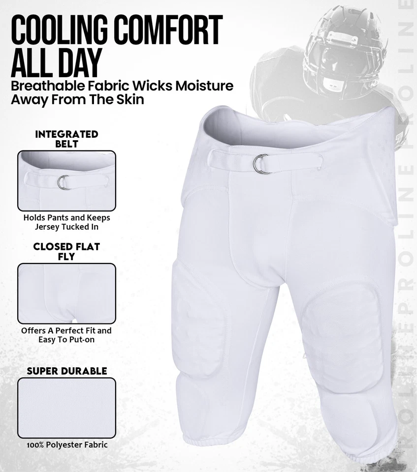 Exxact Sports Proline Youth Integrated Football Pants with 7 Flex Pads - Image 2 of 4