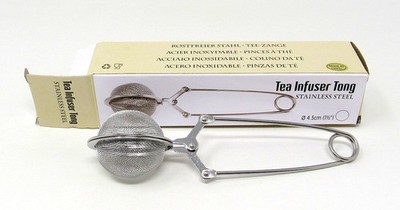 Tea Strainer Stainless Steel Tong Squeeze Box Herb Spices Mesh Filter Infuse  n