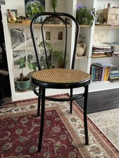 1980s Thonet Style Metal Framed Rattan Caffe Chair
