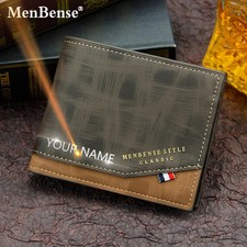 Name Engraving New Men Wallets Slim Short Card Holder Coin Pocket Small Male Wal