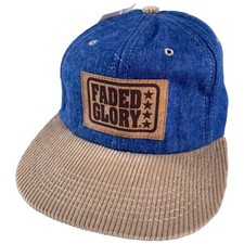Vintage Faded Glory Hat Blue Denim and Corduroy Patch Snapback Made in USA NWT !