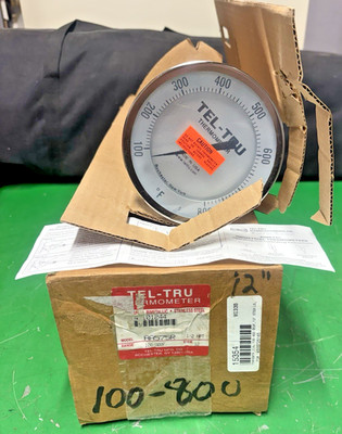TEL-TRU 42101244 THERMOMETER MODEL AA575R 12'' STEM 1/2 NPT 100 -800  ️SHIPS FRE