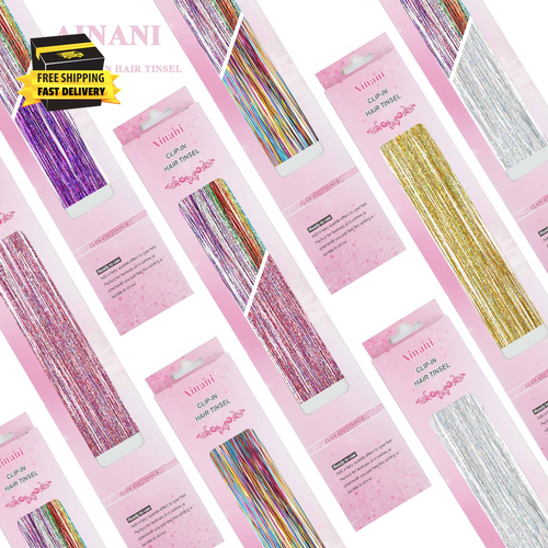 Clip in Hair Tinsel 20 Inch Glitter Tinsel Hair Extensions Fairy Hair Tinsel for - Picture 7 of 7